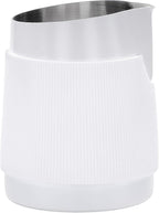 Normcore Handleless Milk Pitcher with Round Spout - Espresso Steaming Pitcher - 18/8 Stainless Steel Milk Frothing Jug - Premium Barista Tools - Non-stick coating White - 15.2 oz (450 ml)