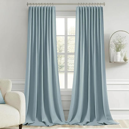 MIULEE Slate Blue Back Tab Blackout Curtains 52x96 Inch Long 2 Panels Set | Rod - Image 9