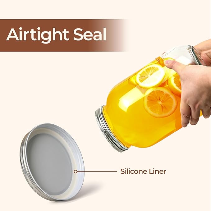 ComSaf 1 Gallon Wide Mouth Mason Jars 2 Pcs, 128 oz Glass Jars with Lids, Flour Sugar Storage Containers, Large Glass Containers for Pickles, Fermented Food, Sourdough Starter, Food Storage