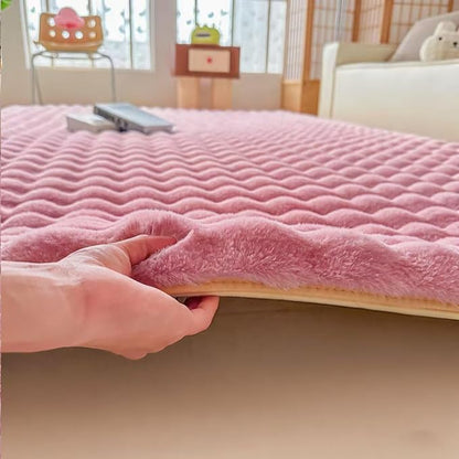 Dusty Rose Rabbit Plush Rug 6'x9', Fluffy Faux Fur Shaggy Area Rug - Image 8