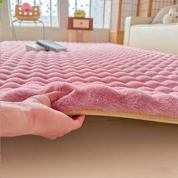 Dusty Rose Rabbit Plush Rug 4'x6', Fluffy Shaggy Area Rug - Image 8