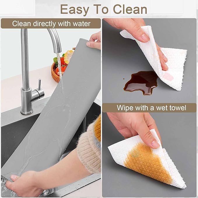 47.2"x23.6"(120cmx60cm) Large Silicone Mat for Kitchen Counter, Non-Slip Heat Resistant Countertop Protector, Waterproof Multipurpose Mat for Kitchen Island, Deep Blue