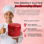 Bulk 20g Red Edible Glitter for Drinks | Premium Edible Glitter for Cakes, Cocktails, Red Cake Decorating Decorations Food Grade, Vegan, Kosher, Halal, Gluten Free - Made in USA