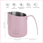 Pink Milk Pitcher 750ML - Espresso Steaming Pitcher with Large Handle and Scale,Stainless Steel Milk Frothing Cup for Cappuccino, Latte Art,Coffee Machine Accessories