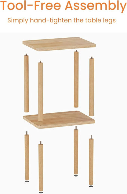 Solid Wood Side Table, 2-Tier Tall End Table - Image 9