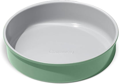 Caraway Non-Stick Ceramic 9” Circle Pan - Naturally Slick Ceramic Coating - Non-Toxic, PTFE & PFOA Free - Perfect for Birthday Cakes, Tartes, & More - Sage