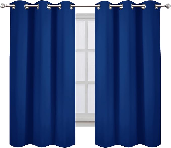Blackout Curtains 42 x 63 inch/Royal Blue Curtains Set of 2 Panels/Thermal - Image 2