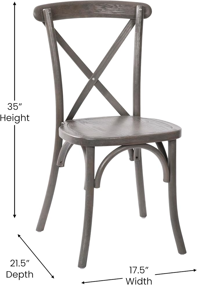 EMMA + OLIVER 2-Pack Wooden X-Back Dining Chair - Image 3
