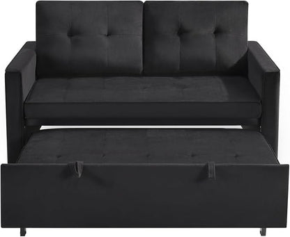 Sofa Bed, Pull Out Couch with Side Pockets, 3 in 1 Velvet Fabric Loveseat - Image 7
