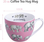 Premium 20 oz Bone China Elephant Hug Mug – Cute Elephant Design for Coffee & Tea, Ideal Holiday or Birthday Gift for Family and Friend, Designed in England by Harvest Green Studio