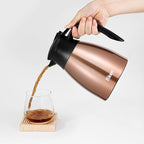 Tiken 51 Oz Thermal Coffee Carafe, Stainless Steel Insulated Vacuum Coffee Carafes For Keeping Hot, 1.5 Liter Beverage Dispenser (Copper)