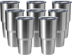 HASLE OUTFITTERS 30oz Stainless Steel Tumbler, Double Wall Vacuum Insulated Travel Mug Tumbler, Durable Insulated Coffee Mug, Gift Box Set (Silver, 8)