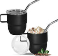 4oz Espresso Cup Set of 2, Insulated Espresso Mug With Lid and Straw, Espresso Shot Glasses with Handle, Double Walled Stainless Steel Small Expresso Shots Cup for Coffee