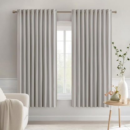 MIULEE Cobblestone Back Tab Blackout Curtains 52x63 Inches Long 2 Panel Set | by MIULEE