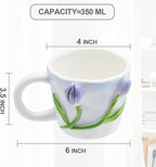3D Flower Coffee Mug Calla Lily Ceramic Cup,12 oz Cute Handmade Mugs,Christmas Birthday Surprise for Friends Family or Flower Lovers (White Calla Lily)