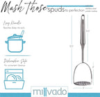 Potato Masher Stainless Steel, Best Mashed Potatoes Masher Kitchen Tool, Potato Smasher For Potatoe, Avocado, Sweet Potato, Beans, Large Heavy Duty Metal Mashing Utensil, 12.5 Inch