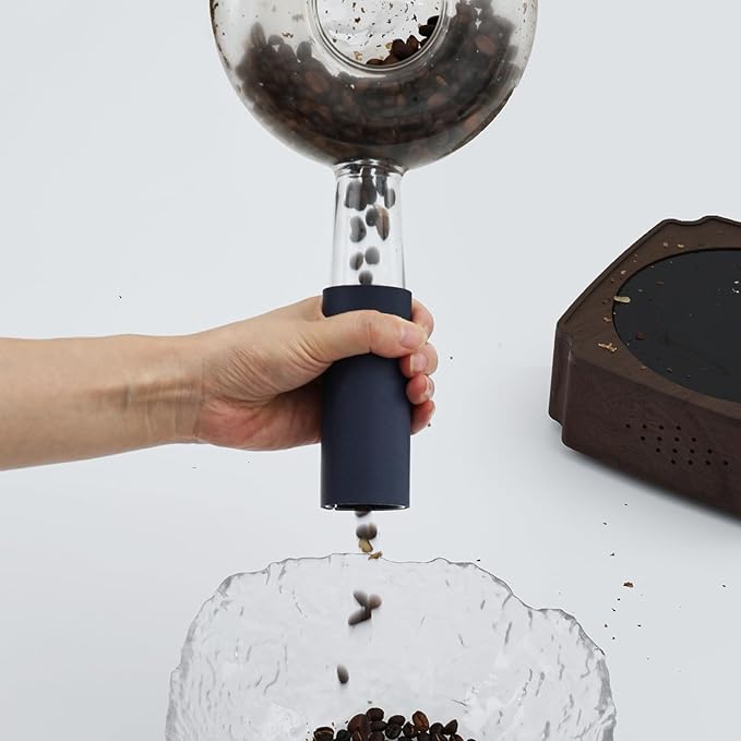 Portable glass coffee bean roaster - High borosilicate glass manual home coffee roasting kit, suitable for small batch roasting of nuts and coffee beans, stove-safe (50-80 grams capacity)