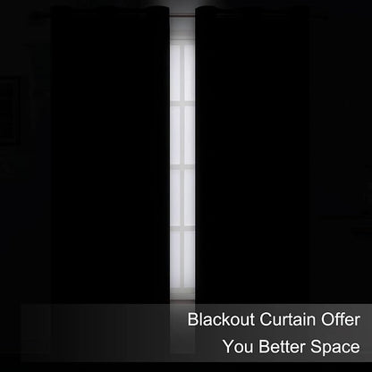 Blackout Curtains 66 x 95 inch/Black Curtains Set of 2 Panels/Thermal Insulated - Image 3
