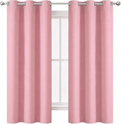 Pink Thermal Blackout Curtains/42 x 72 Inch/Set of 2 Panels Room Darkening - Image 2
