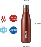 BJPKPK Insulated Water Bottles 17oz, Leak Proof Stainless Steel Water Bottle Keeps Cold for 24 Hours and Hot for 12 Hours,BPA Free,Brick Red