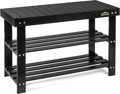 Homemaid Living Bamboo 3 Tier Shoe Rack Bench, Premium Shoe Organizer or by HomemaidLiving