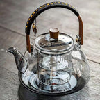 ZENATION Japanese Style 950ml Glass Teapot with Removable Infuser, Stovetop Safe Tea Kettle, Blooming and Loose Leaf Tea Maker Set (Gray)