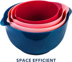 BoxedHome Classic Mixing Bowl Set, BPA Free Plastic, Microwave and Dishwasher Safe, 4.5 quarts (Pink/Blue)