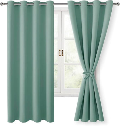 Blackout Curtains for Bedroom, Sage Green, 52 x 63 Inch, 2 Panels | Thermal - Image 8