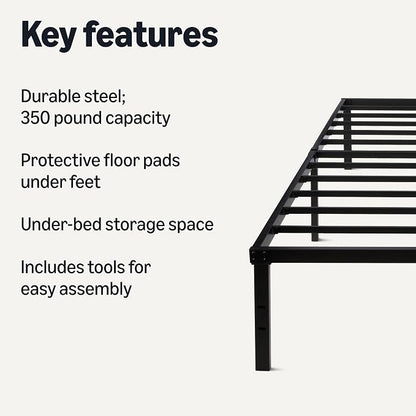 Amazon Basics Metal Bed Frame, Non-Foldable Platform Bed, Easy Assembly - Image 3