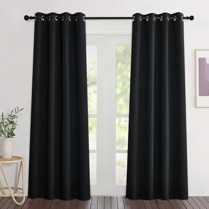NICETOWN Black Blackout Curtains 84 inch Length 2 Panels, Grommet Thermal by NICETOWN