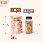 ComSaf 6Pcs 8oz Spice Jars with Label Trial Set, Glass Spice Jars with Bamboo Lids Supplementary Set, Seasoning Container Trial Pack, Perfect for Ktichen Starter