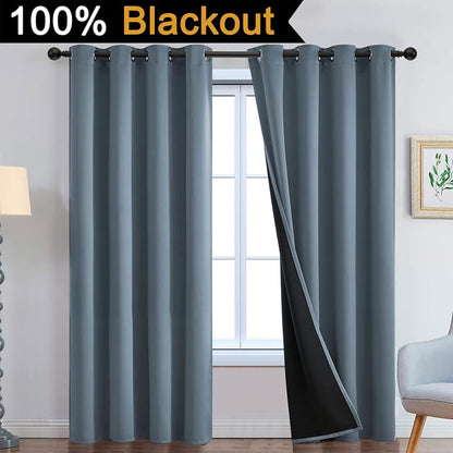 Yakamok 100% Blackout Lined Panels, Thermal Insulated Blackout Curtains - Image 2