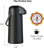 Airpot Coffee Carafe for Keeping Hot - 102 OZ/ 3L Large Coffee Dispenser with Pump - Insulated Stainless Steel Thermos Urn for Hot Drinks Water Tea - Thermal Beverage Dispenser for Parties