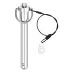 uxcell 1 Pcs Quick Release Pin, 1/2" x 3"(Dia. x L) Push-Button Ball Locking Pin 304 Stainless Steel Ring Handle Locking Pin with Wire for Audio Bimini Top Marine, Silver