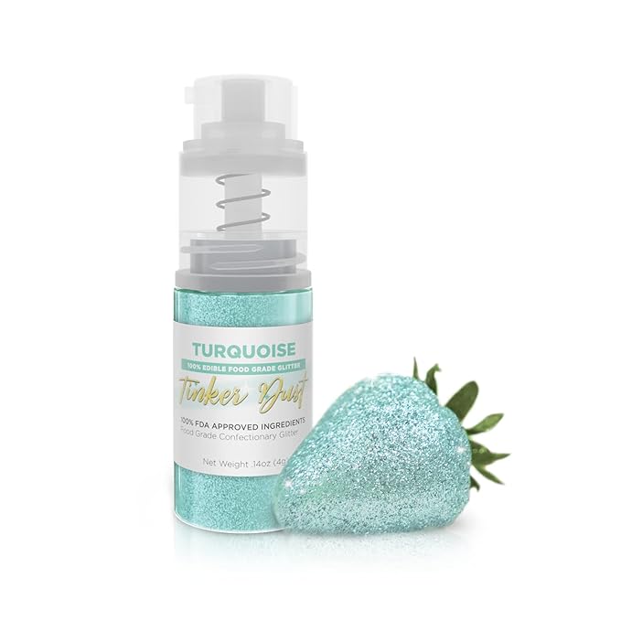 Bakell - Turquoise Tinker Dust (4g, 1x Mini Spray Pump) Edible Glitter for Food, Desserts, and Beverages!