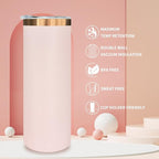 20 oz Skinny Tumblers Bulk, Stainless Steel Insulated Tumbler with Lids and Straws, Slim Double Wall Powder Coated Travel Coffee Mugs, Reusable Cup for Hot and Cold Drinks (Pink,1 pack)