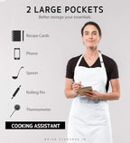 Syntus 12 Pack Bib Apron, Unisex Aprons Adjustable 100% Cotton with 2 Pockets Cooking Kitchen Aprons for Women Men Chef, BBQ Drawing Apron Bulk, White