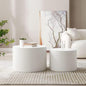 White Round Coffee Table Nesting Coffee Table Set of 2 Contemporary Circle by JURMALYN