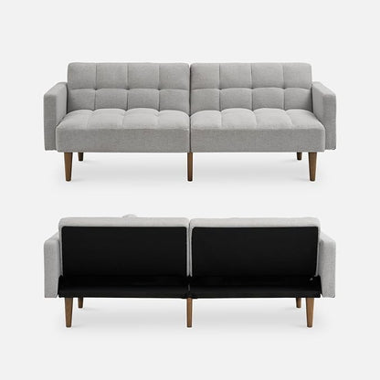 mopio Aaron 76.8" Couch, Small Futon Sofa Bed, Mid Century Modern Futon Couch - Image 9