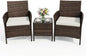 3PCS Outdoor Patio Bistro Set, PE Rattan Wicker Armchairs by Garvee