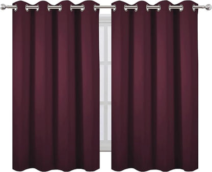Blackout Curtains 52 x 45 inch/Burgundy Red Curtains Set of 2 Panels/Thermal - Image 2