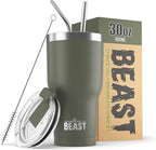 Beast 30 oz Tumbler Stainless Steel Vacuum Insulated Coffee Ice Cup Double Wall Travel Flask (Army Green)