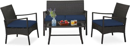 Tangkula 4 Pieces Outdoor Conversation Set, Patio PE Wicker Sofa by TANGKULA