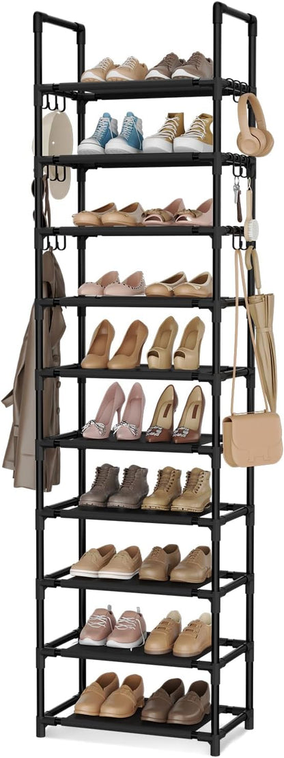 VTRIN 10 Tiers Tall Shoe Rack Holds 20-25 Pairs of Shoes Sturdy Vertical Shoe by VTRIN