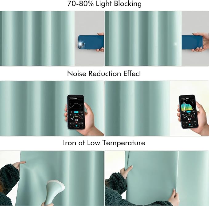 MIULEE Aqua Back Tab Blackout Curtains 52x84 Inch Length 2 Panels Set | Rod - Image 5
