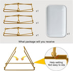 HAPPY KIT 3 Tier Serving Tray Set with Gold Freely Combinable Rack,12 Inch Tiered Tray Stand,Widened Porcelain Platters,Decor Cupcake Stand for Christmas Party Display,Dessert Trays Collapsible