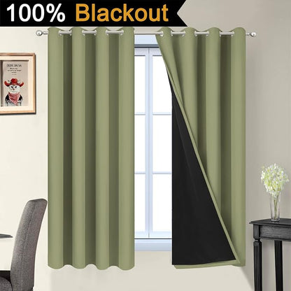 Yakamok 100% Blackout Window Curtain Panels, Heat and Full Light Blocking Drapes - Image 2