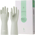 LANON 3 Pairs wahoo Skin-Friendly Cleaning Gloves, Dishwashing Kitchen Gloves with Cotton Flocked Liner, Reusable, Non-Slip, Canary Green, Small