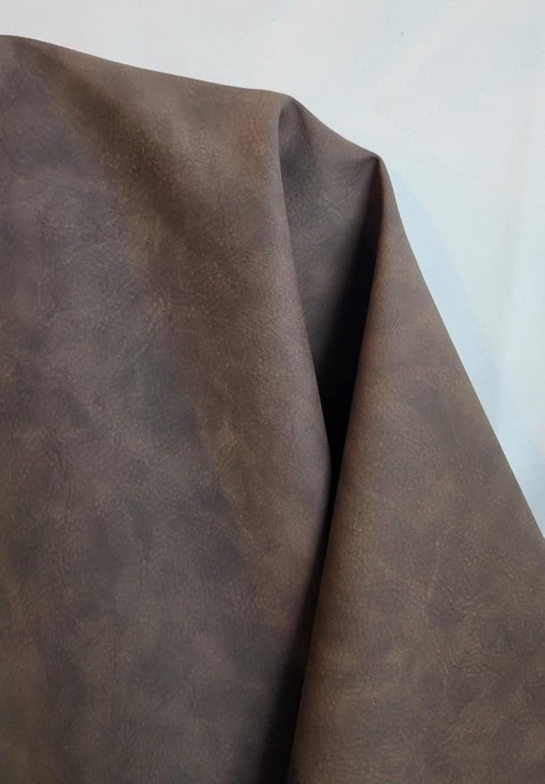 NAT Leathers | Dark Brown Tumbled Nubuck Soft Faux Leather PU Fabric Sheet Peta by NATLeathers