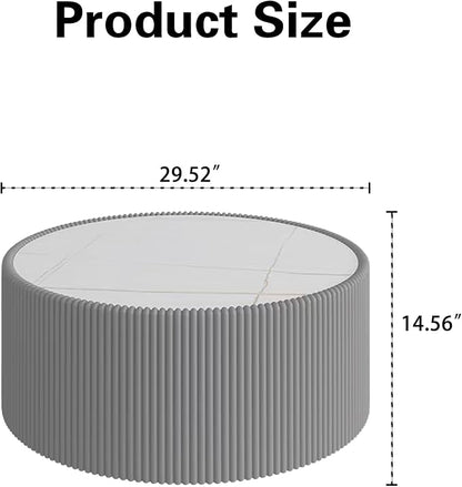 SSLine Round Drum Coffee Table Set of 2 Modern Sintered Stone Top Nesting - Image 2